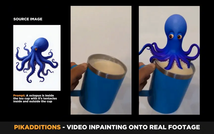 Een cartoonoctopus toegevoegd in een koffiemok